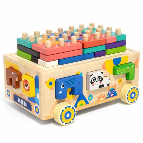 Animal Peg Sorter — Pull-Along Wooden Car