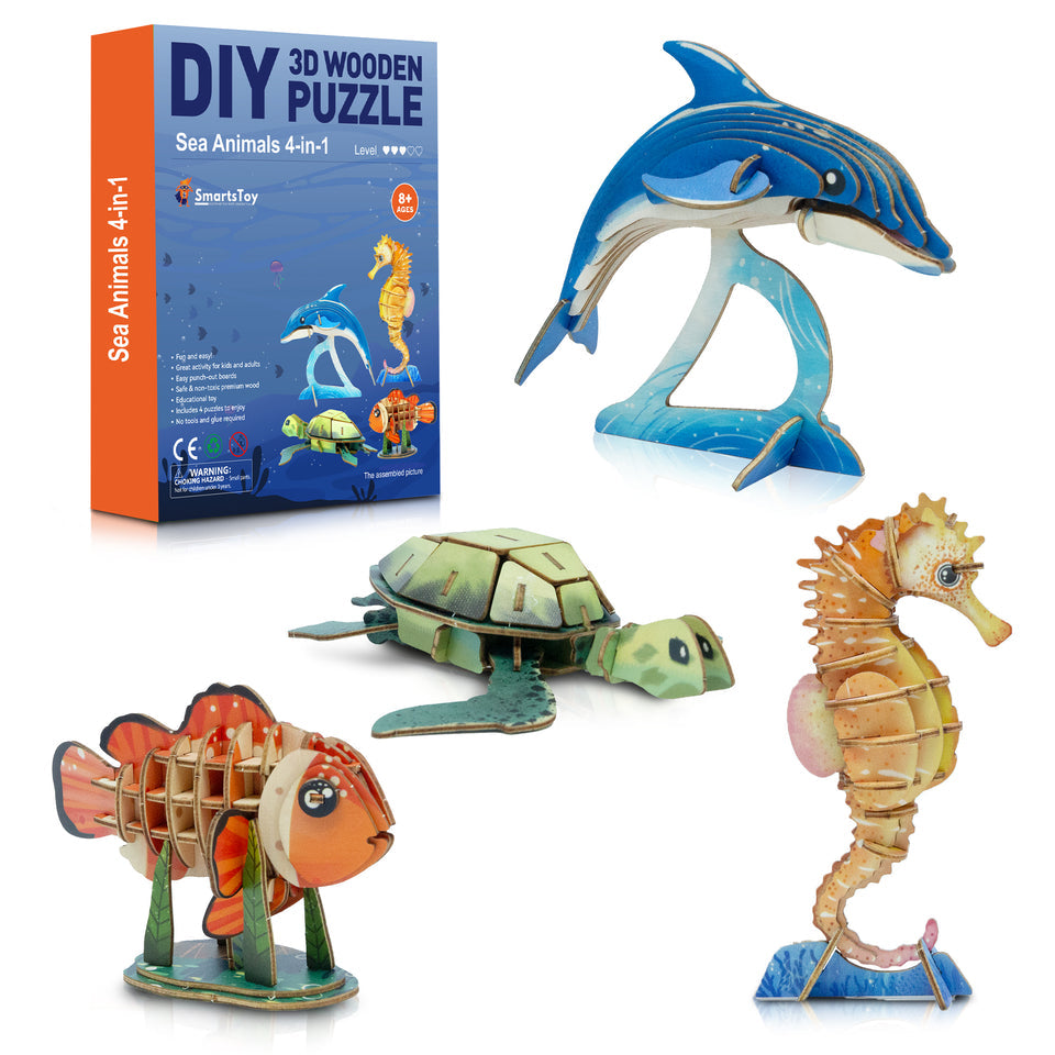Ocean 3D Layered Wooden Puzzle — Sea Animals