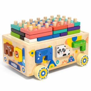 Animal Peg Sorter — Pull-Along Wooden Car